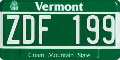 VT license plate ZDF199