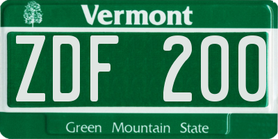 VT license plate ZDF200
