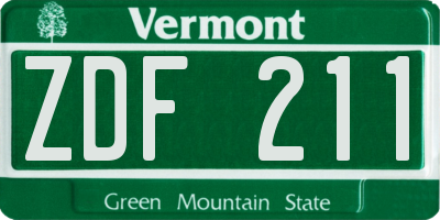 VT license plate ZDF211