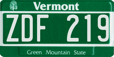 VT license plate ZDF219