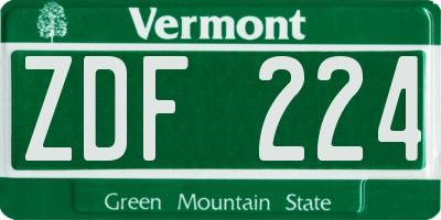 VT license plate ZDF224
