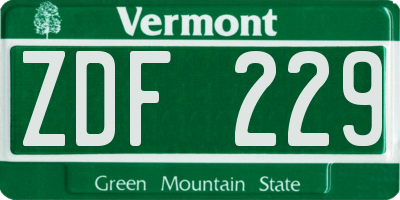 VT license plate ZDF229