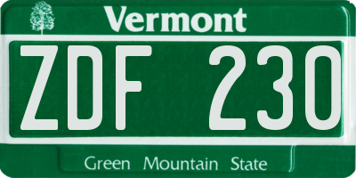 VT license plate ZDF230