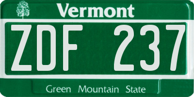 VT license plate ZDF237