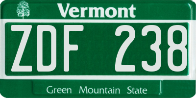VT license plate ZDF238