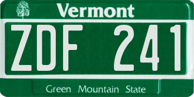 VT license plate ZDF241