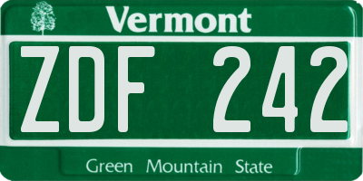 VT license plate ZDF242
