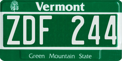 VT license plate ZDF244