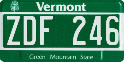 VT license plate ZDF246