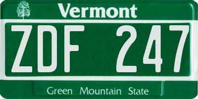 VT license plate ZDF247