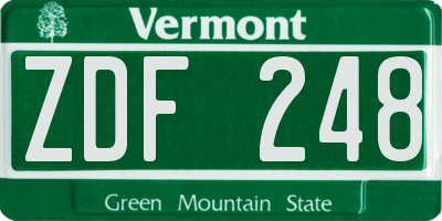 VT license plate ZDF248
