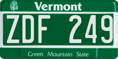 VT license plate ZDF249