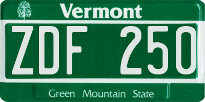 VT license plate ZDF250