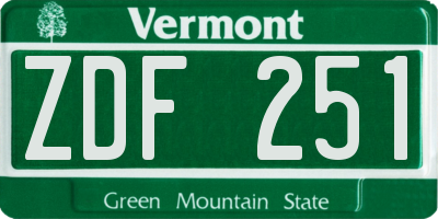 VT license plate ZDF251