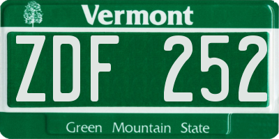 VT license plate ZDF252