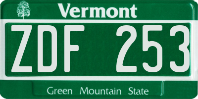 VT license plate ZDF253