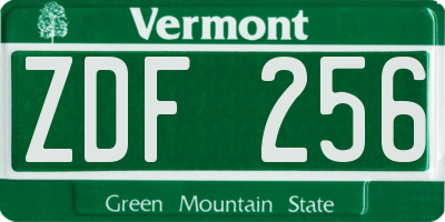 VT license plate ZDF256