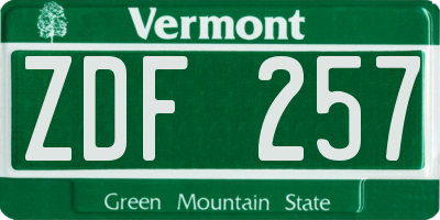 VT license plate ZDF257