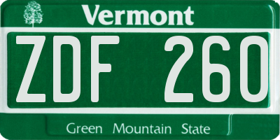 VT license plate ZDF260
