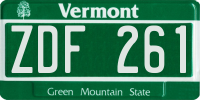 VT license plate ZDF261