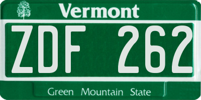 VT license plate ZDF262