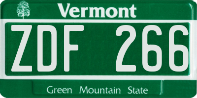 VT license plate ZDF266
