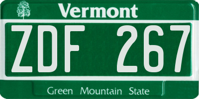 VT license plate ZDF267