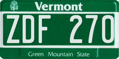 VT license plate ZDF270