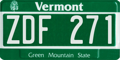 VT license plate ZDF271