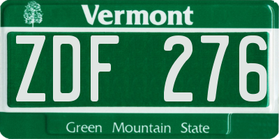 VT license plate ZDF276