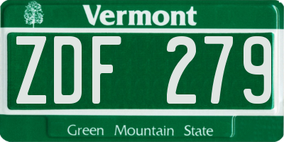 VT license plate ZDF279