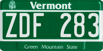 VT license plate ZDF283