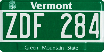 VT license plate ZDF284