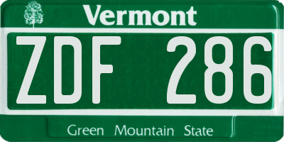 VT license plate ZDF286