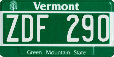 VT license plate ZDF290