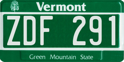 VT license plate ZDF291