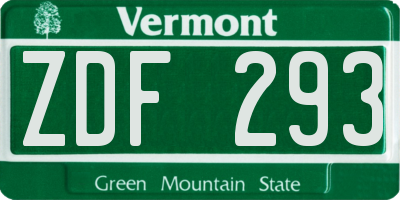 VT license plate ZDF293