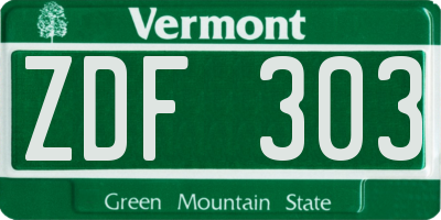 VT license plate ZDF303