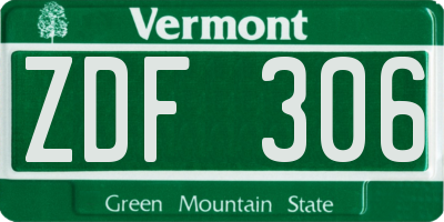 VT license plate ZDF306