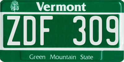 VT license plate ZDF309