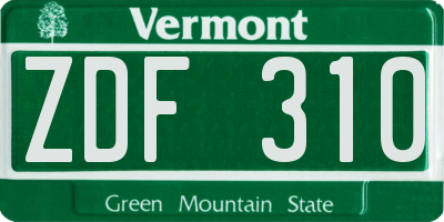 VT license plate ZDF310