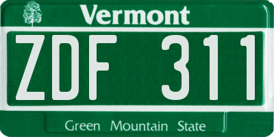VT license plate ZDF311