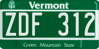 VT license plate ZDF312