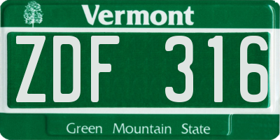 VT license plate ZDF316