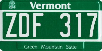 VT license plate ZDF317