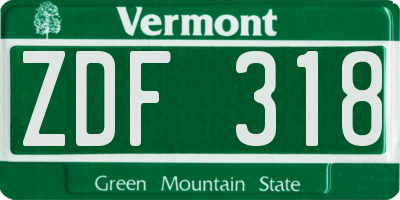 VT license plate ZDF318