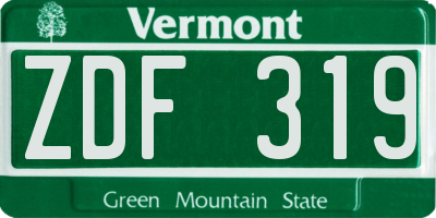 VT license plate ZDF319