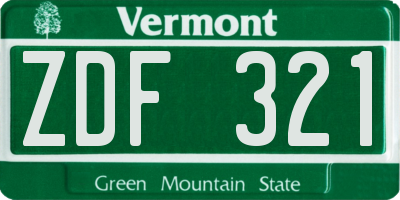 VT license plate ZDF321