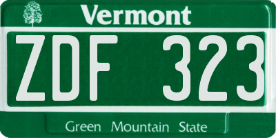 VT license plate ZDF323