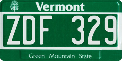 VT license plate ZDF329